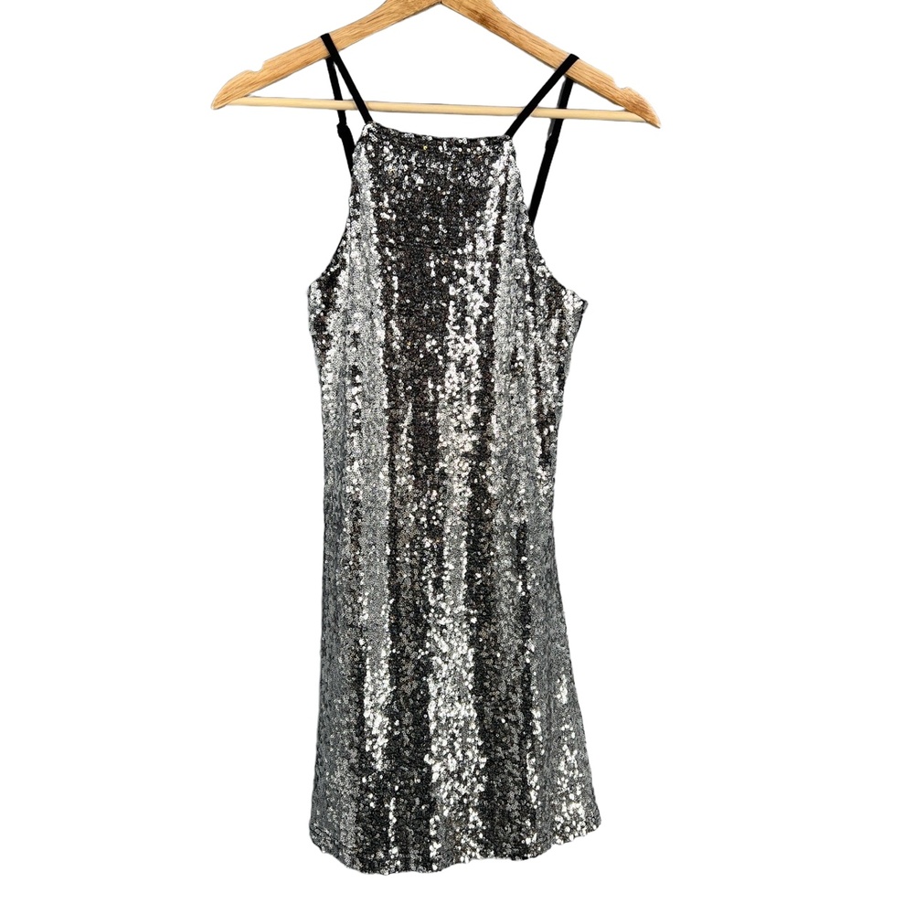 Altar’d State Suzee Silver Sequin Mini Dress‎ Sleeveless Party Mini XS New